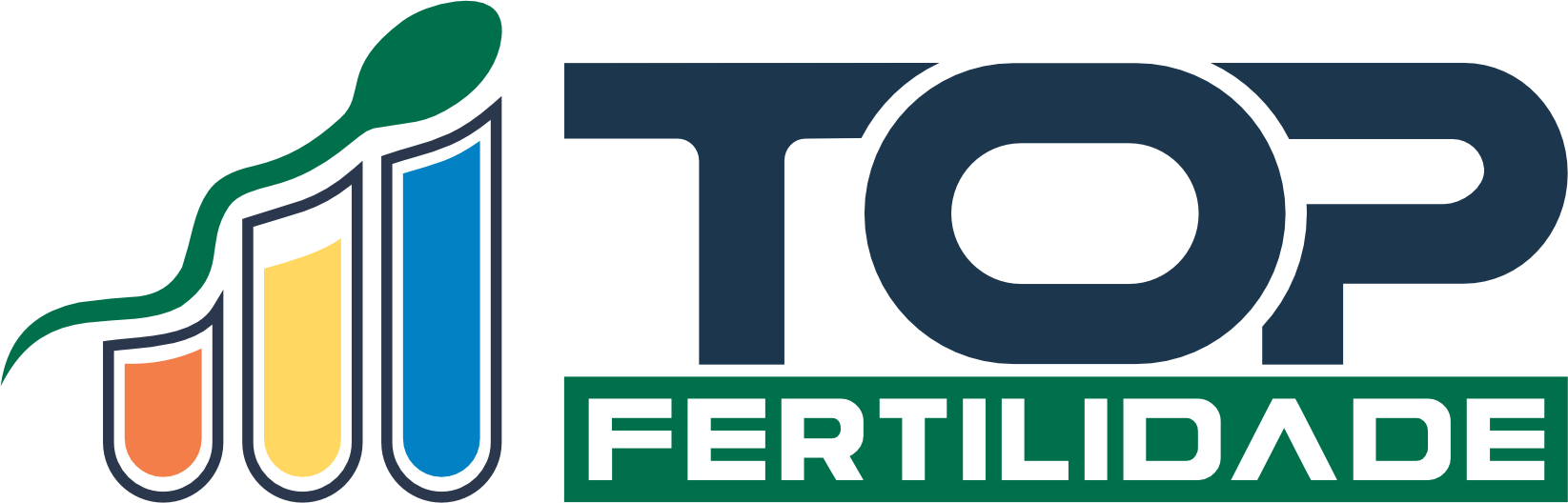 Logo da Top Fertilidade, um símbolo da reprodução masculina bovina subindo em gráficos, seguindo do nome Top Fertilidade